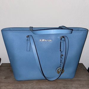 Blue Michael Kors Tote Purse